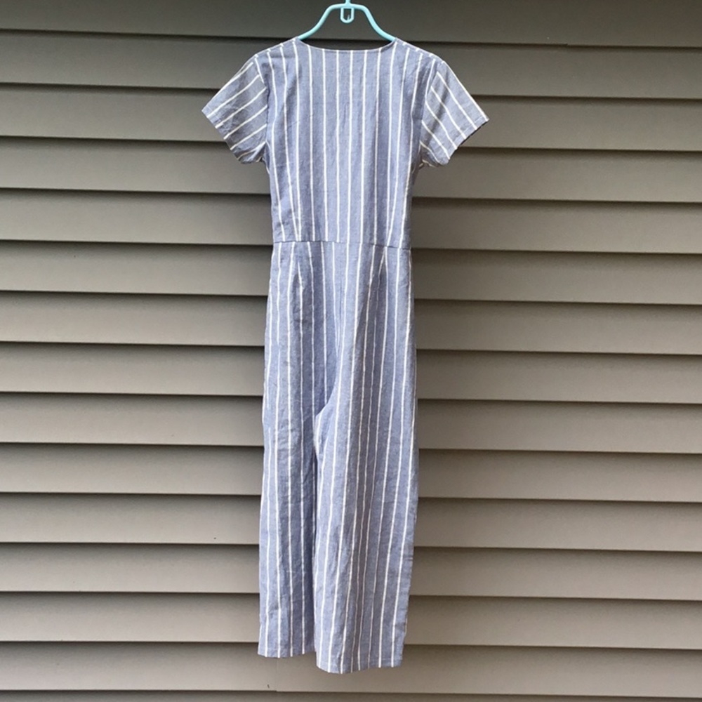 Coastal chic blue and white stripedstyle cropped jumpsuit Size M - Picture 2 of 11